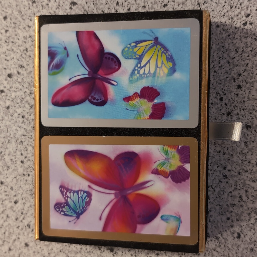 Vintage Sealed Congress Double Deck Butterfly Playing Cards In Velvet Detail Box